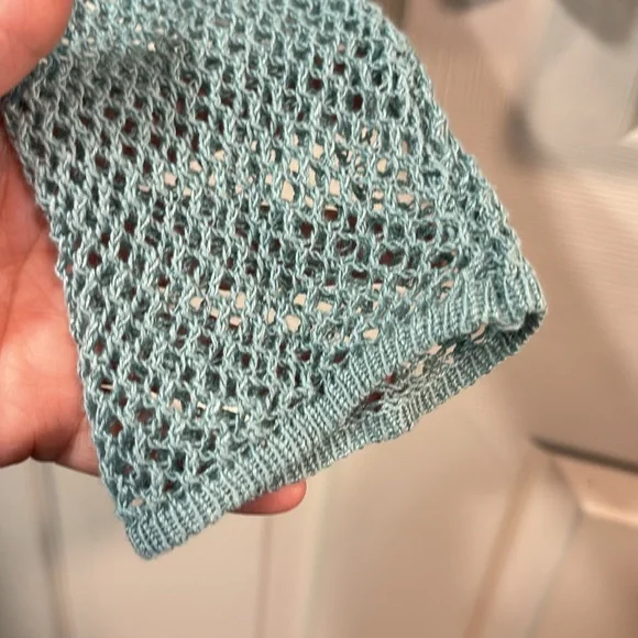 Eileen Fisher Blue Open-Knit Sweater - Picture 10 of 16